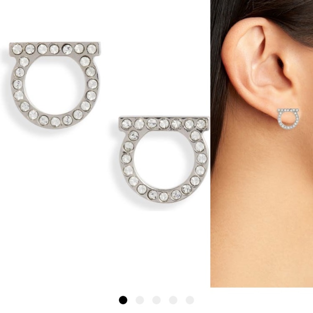 Salvatore Ferragamo medium pavé gancio stud earrings